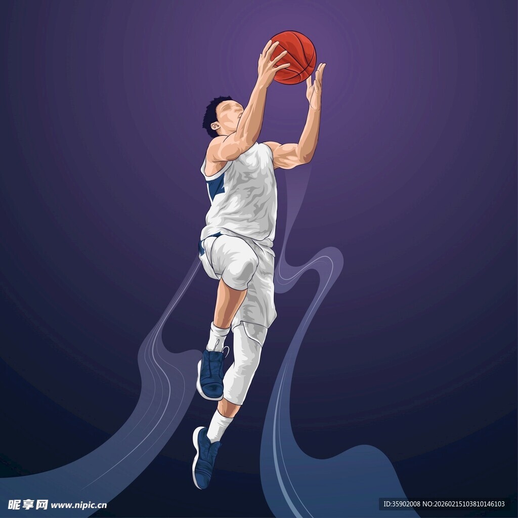 篮球运动员跃起投篮瞬间