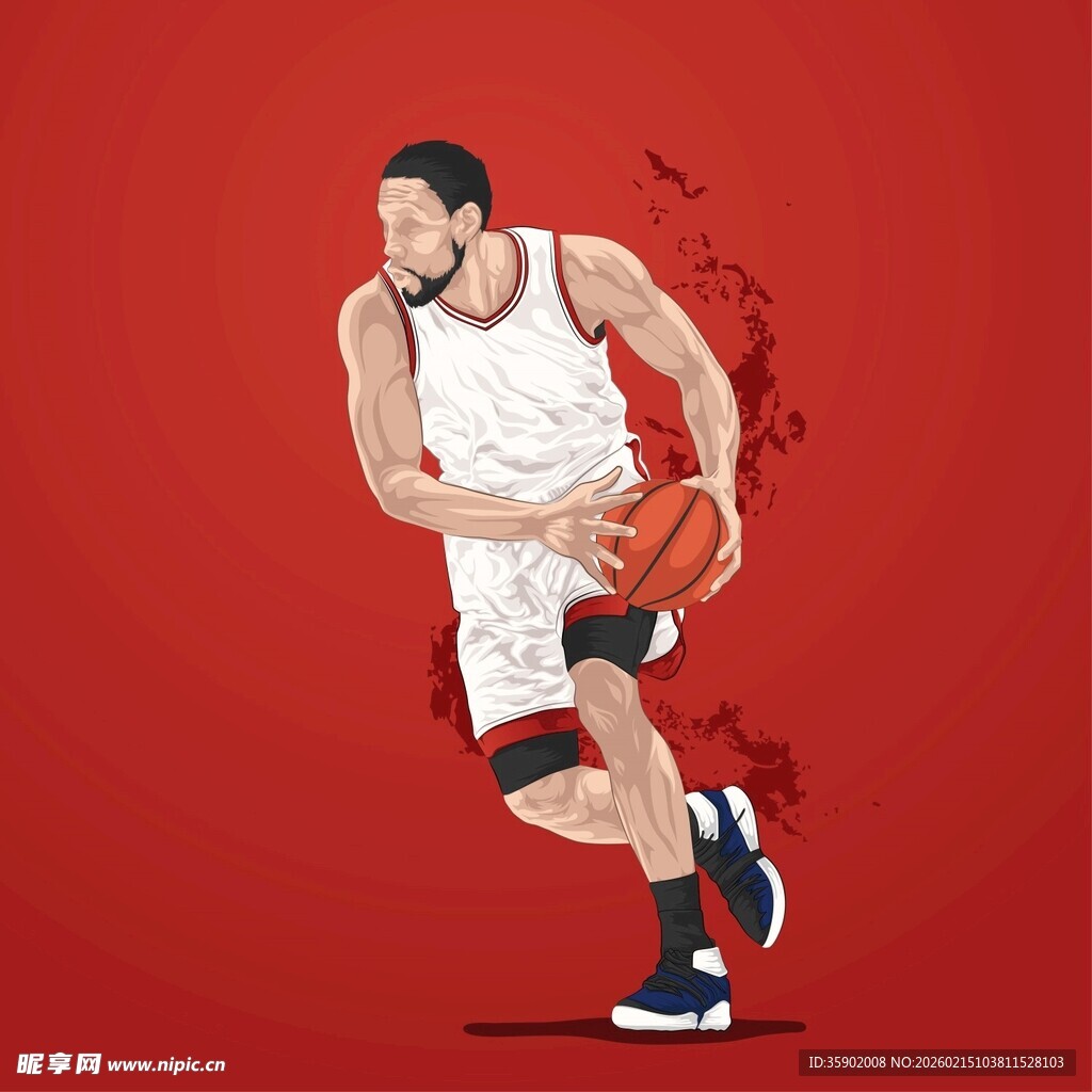 篮球运动员运球瞬间