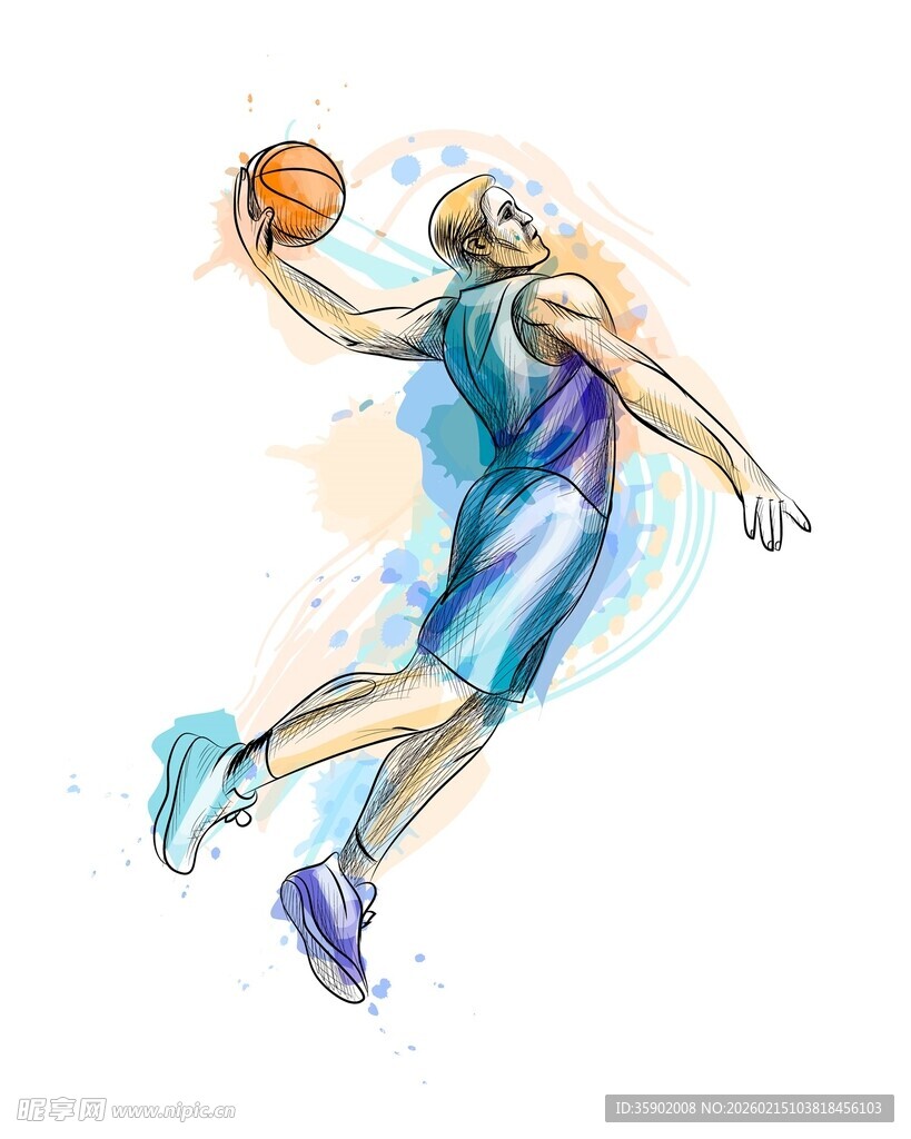 篮球运动员空中持球瞬间