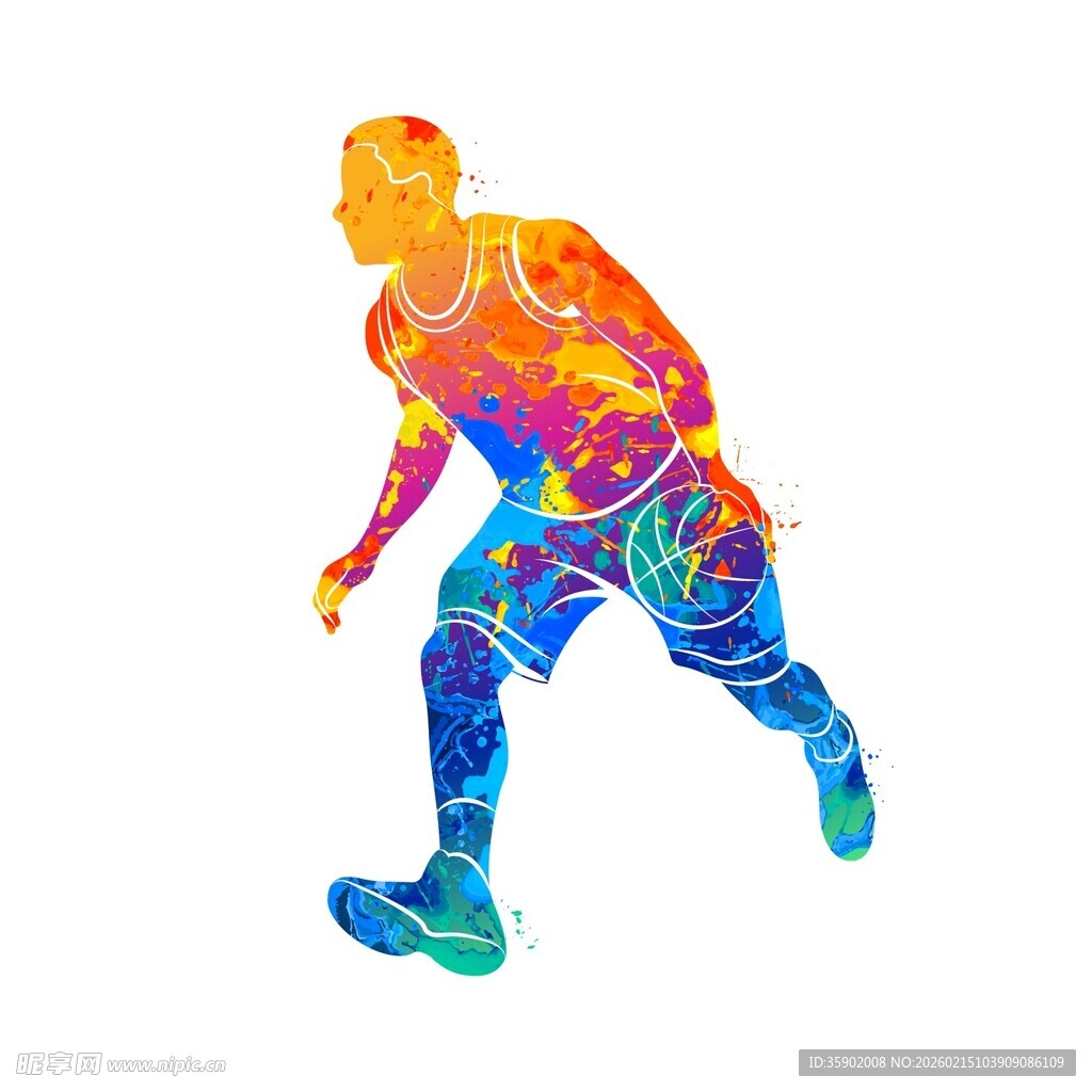 多彩动感篮球运动员形象