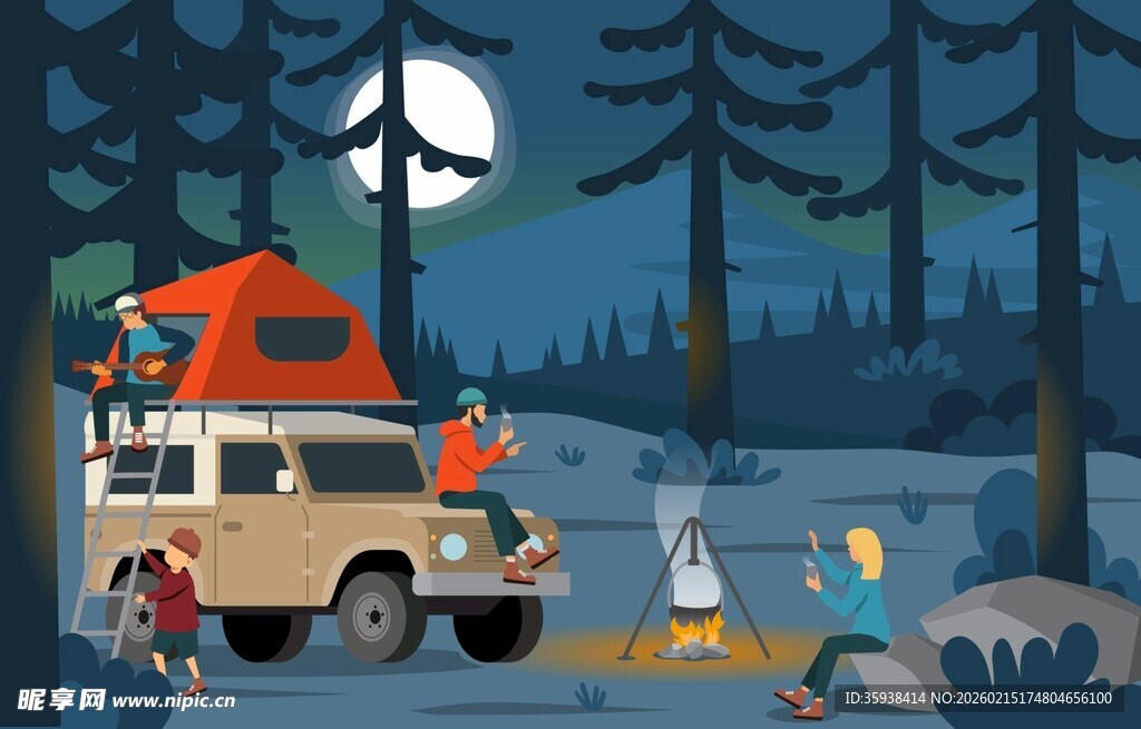 野外露营插画