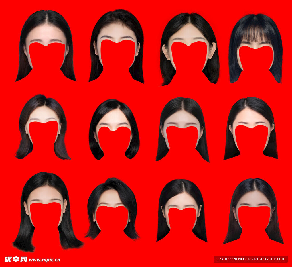 多样假发造型展示