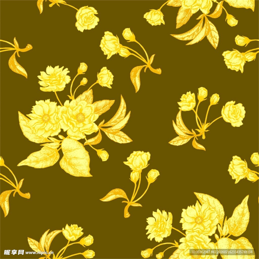 黄色花卉图案背景纹理