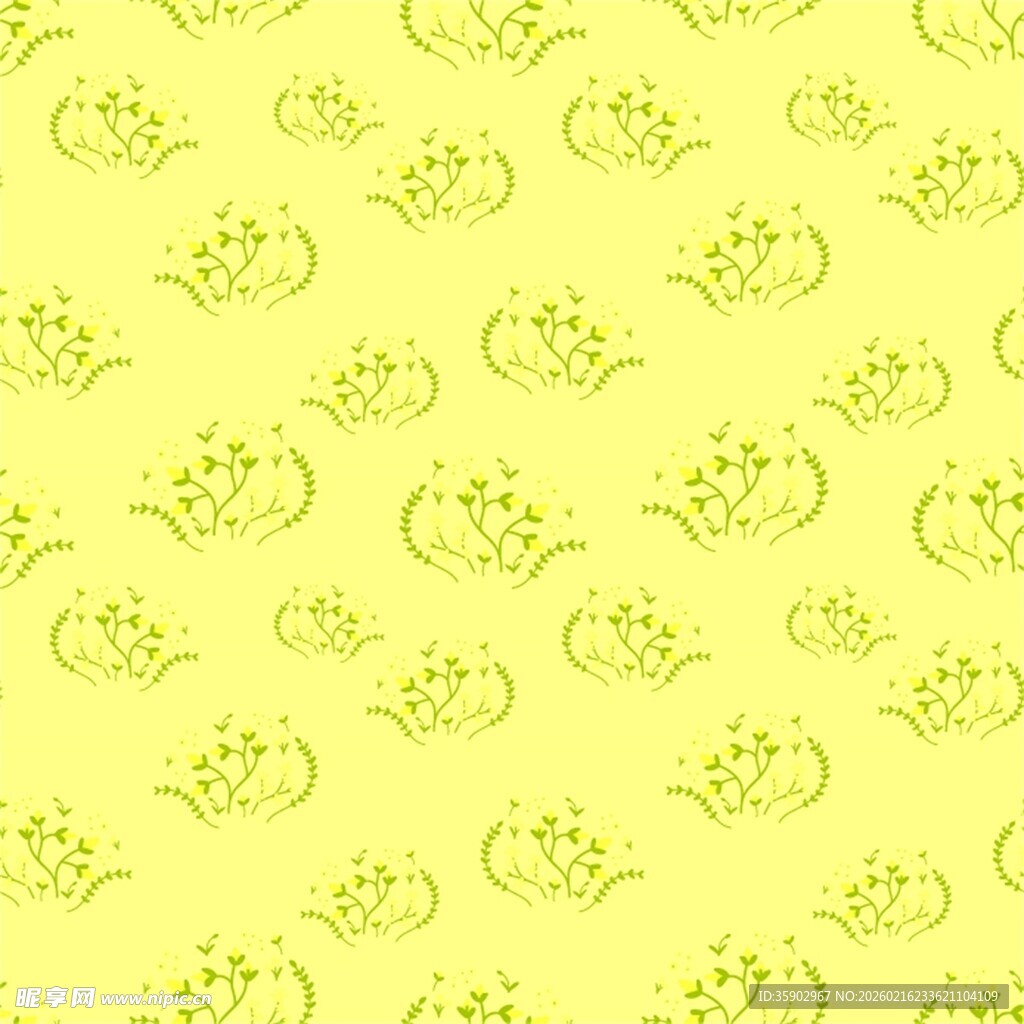 清新黄绿花卉无缝图案