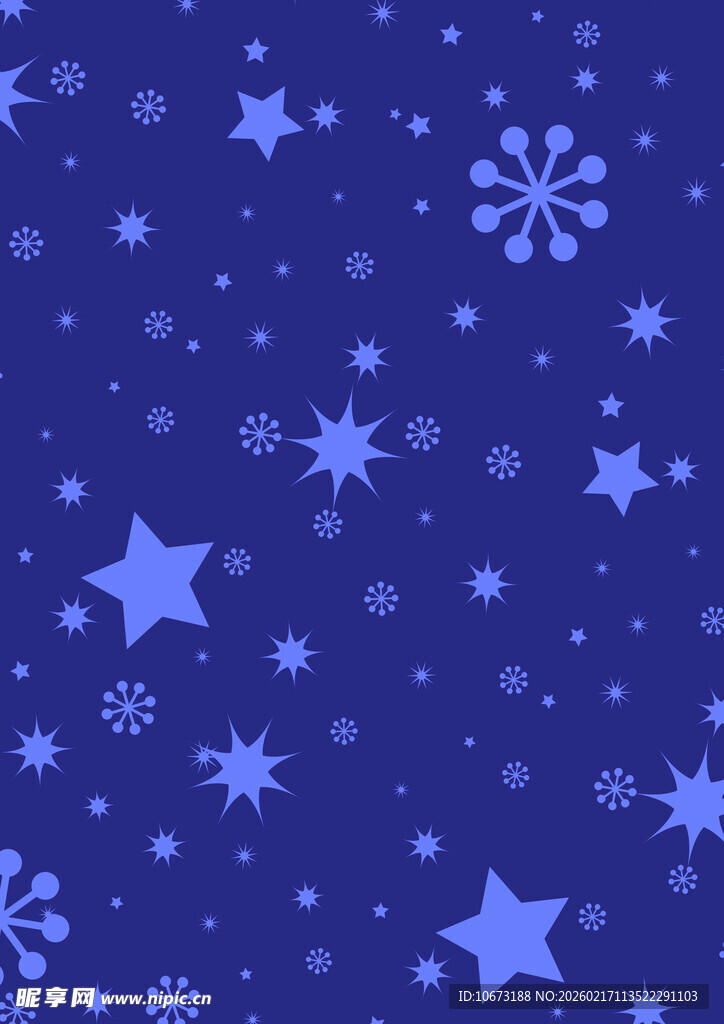 蓝色星空雪花图案背景