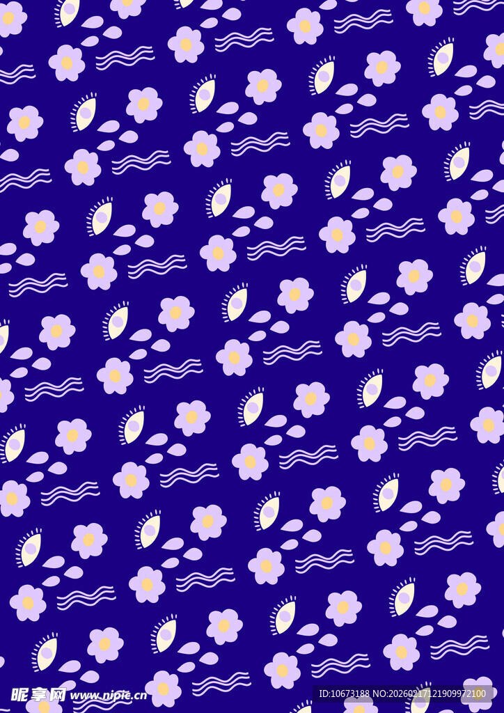 紫色花卉图案布料纹理