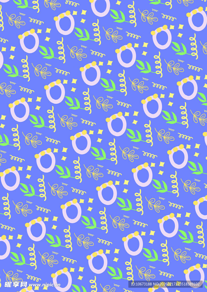 蓝色底多彩图案循环纹理