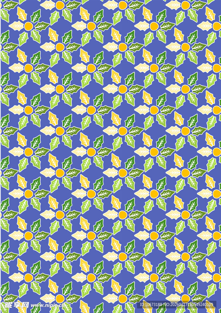 蓝色花卉几何图案背景