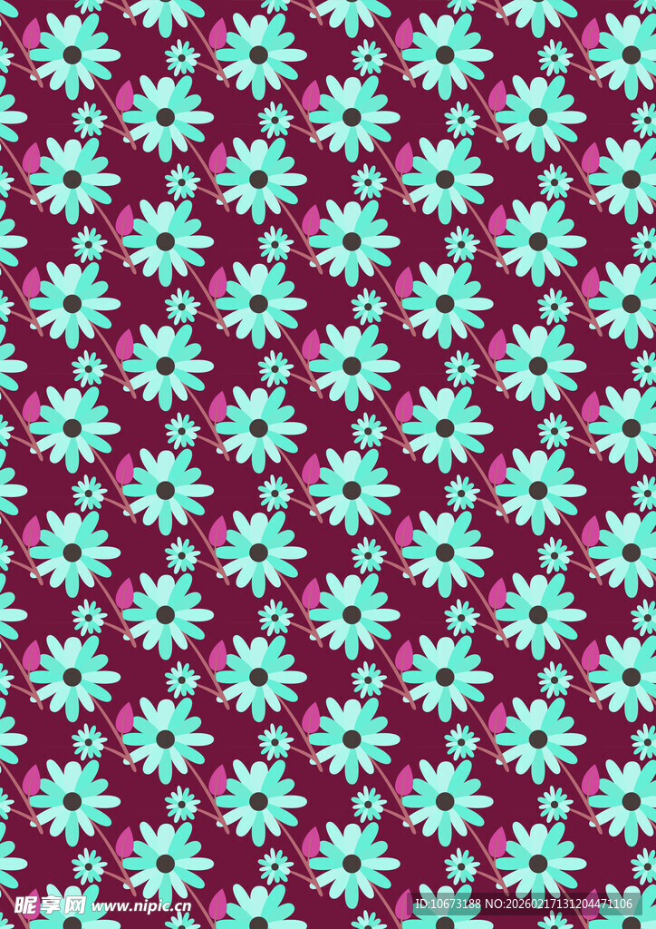 蓝花红底精美图案纹理