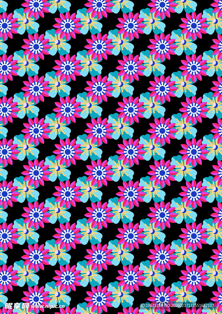 多彩花卉图案背景纹理