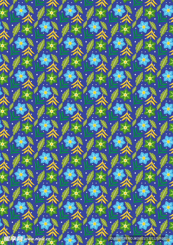 蓝色花卉图案背景纹理