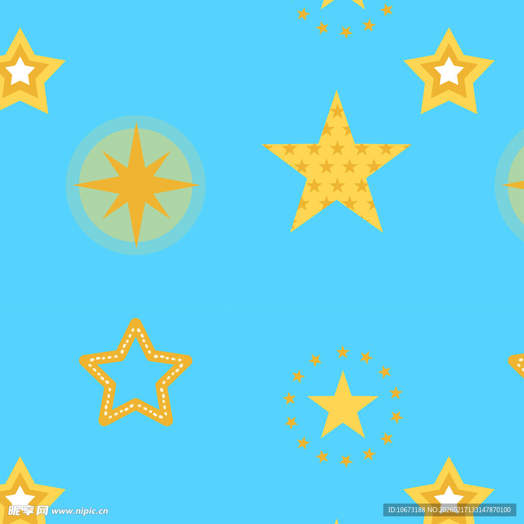 蓝色背景上的金色星星图案