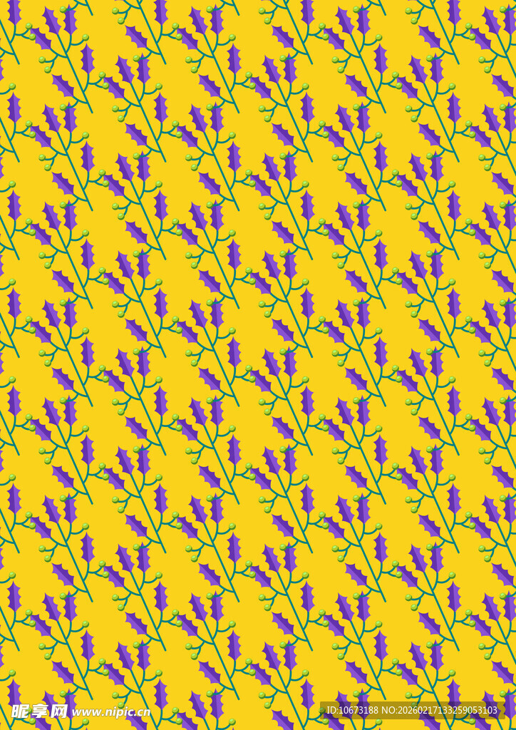 黄色底紫色花纹图案
