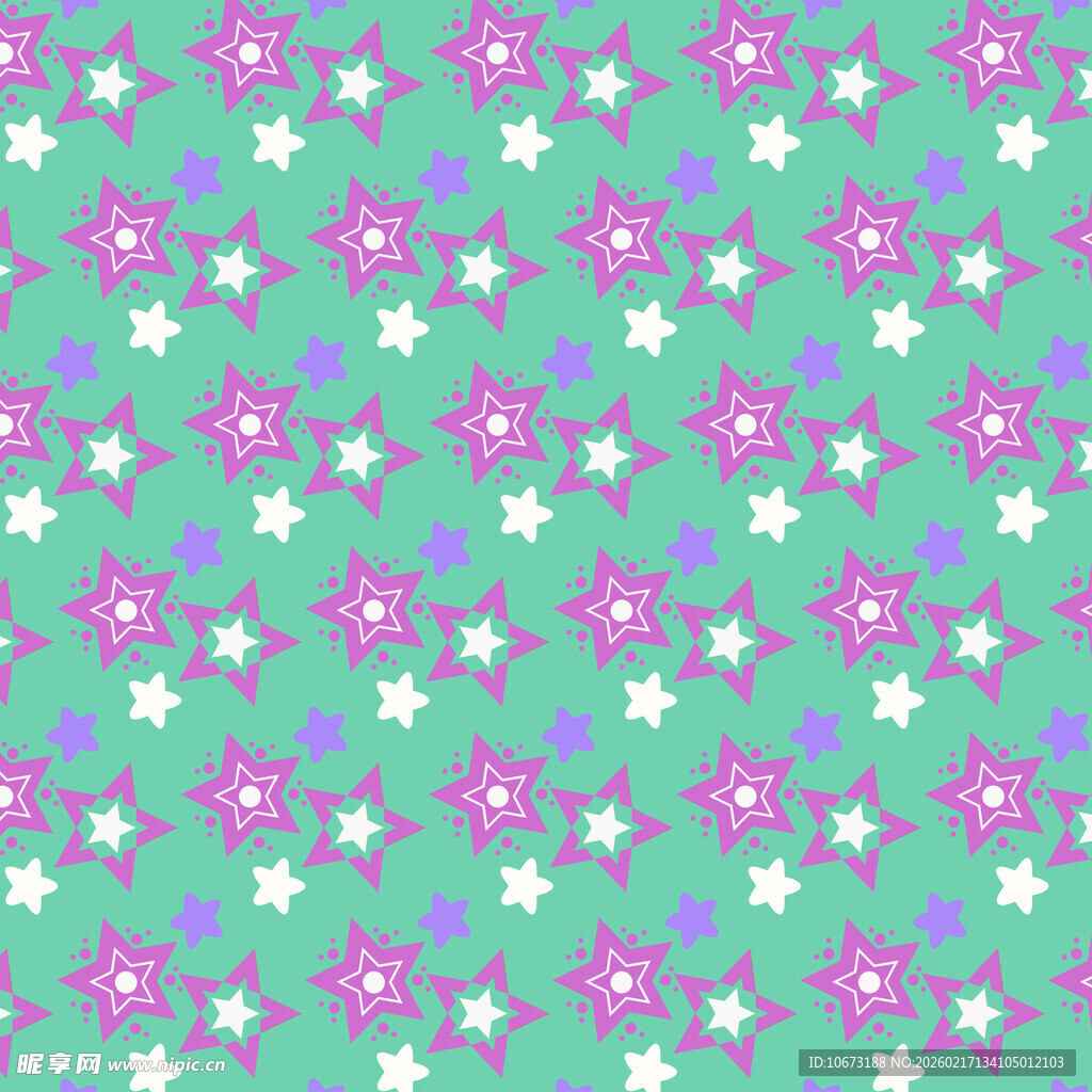 清新绿底粉花星星花纹图