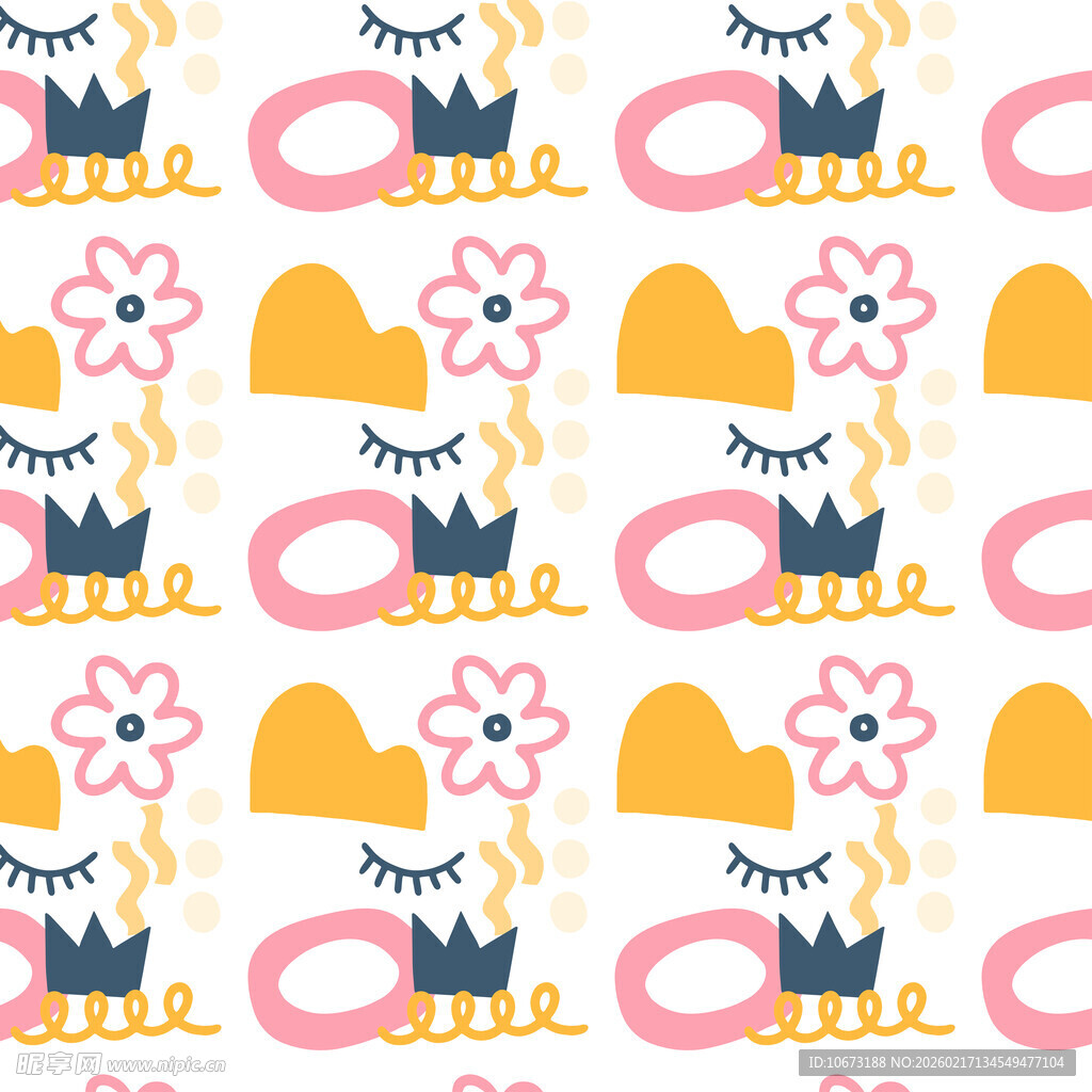 可爱卡通图案无缝背景图