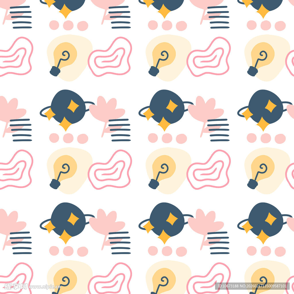 卡通风格电器元素无缝图案