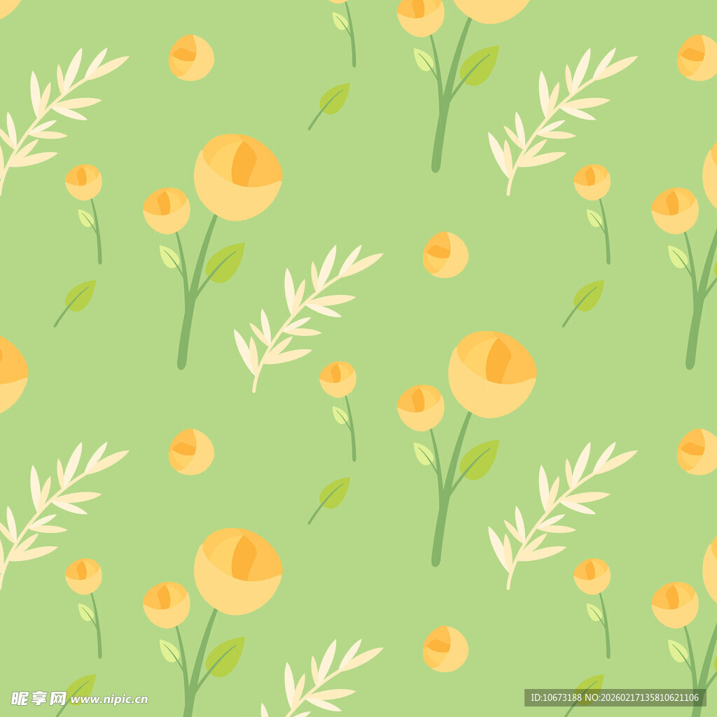 清新绿底花卉图案背景