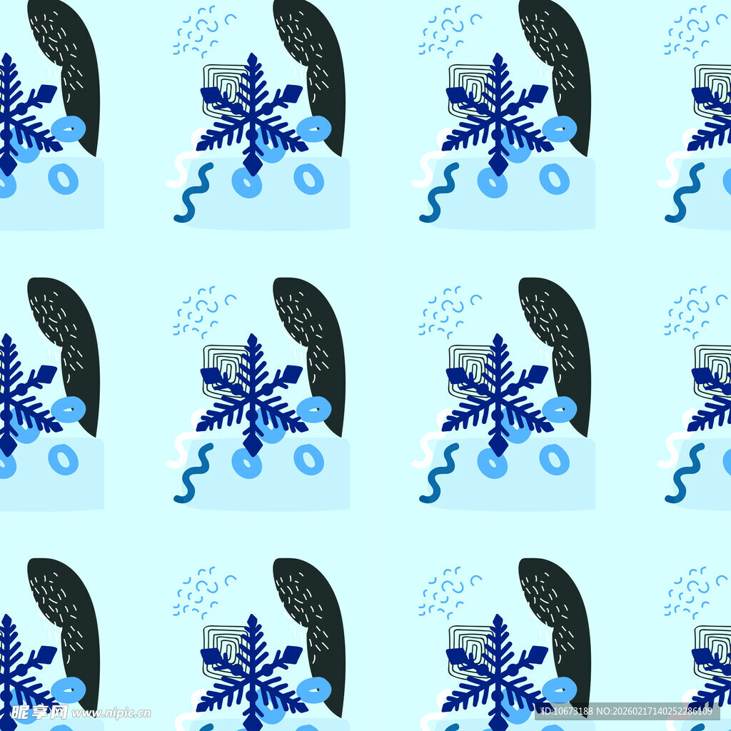 冬日雪花羽毛图案背景