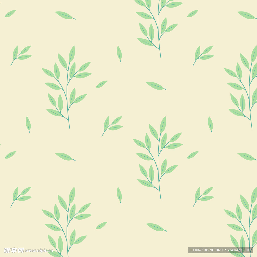 清新绿叶无缝背景图案