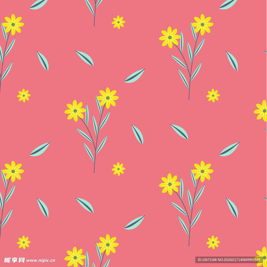 粉色背景小黄花图案