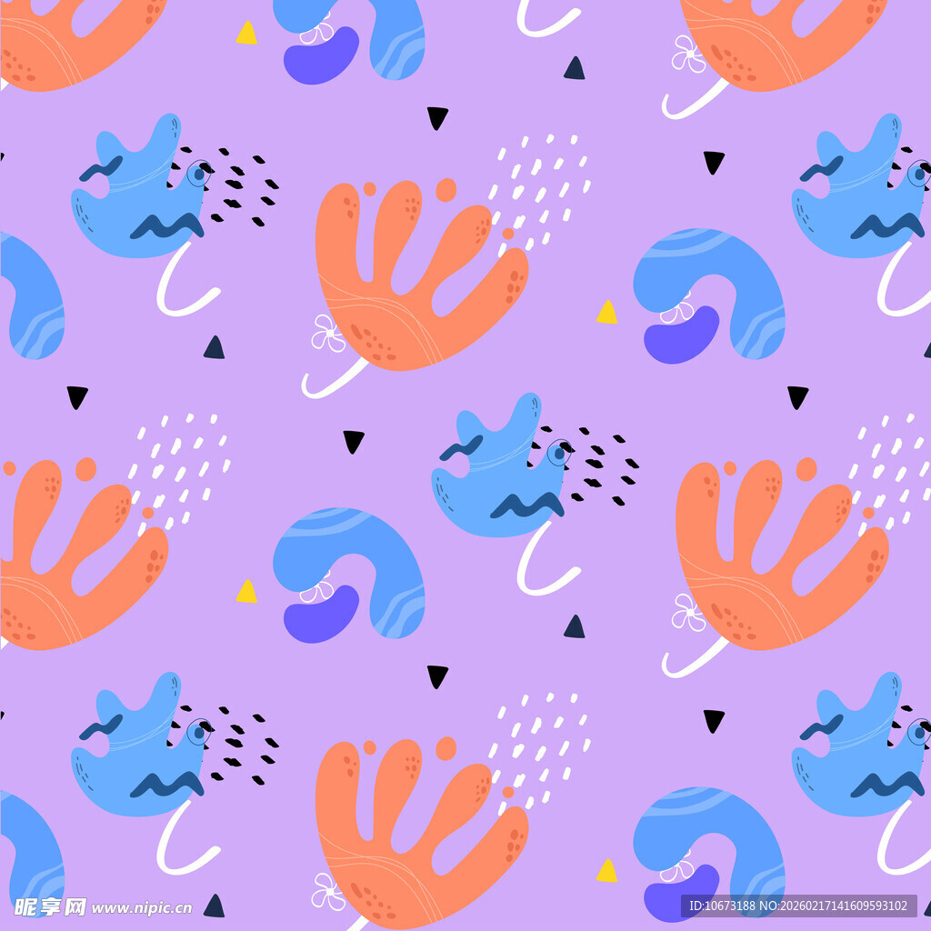 紫色背景的海洋元素图案