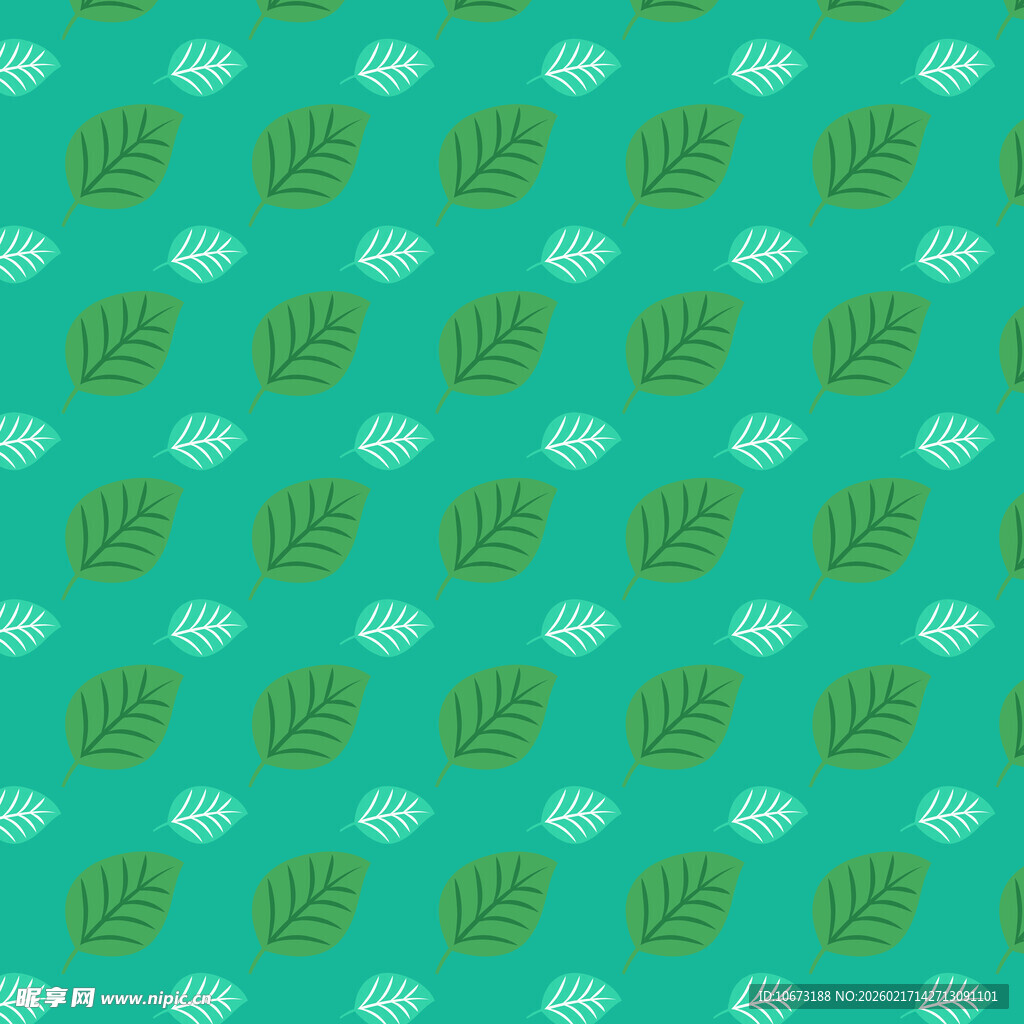 清新绿叶云朵无缝图案