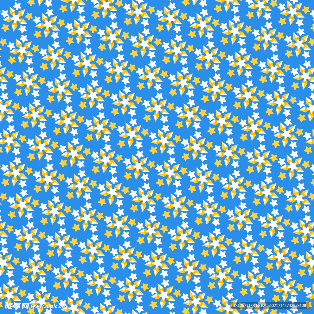 蓝色底白色小花无缝图案