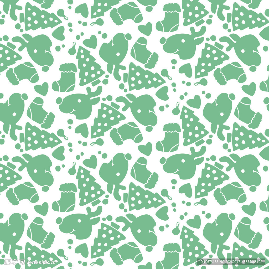 绿色卡通图案无缝背景图