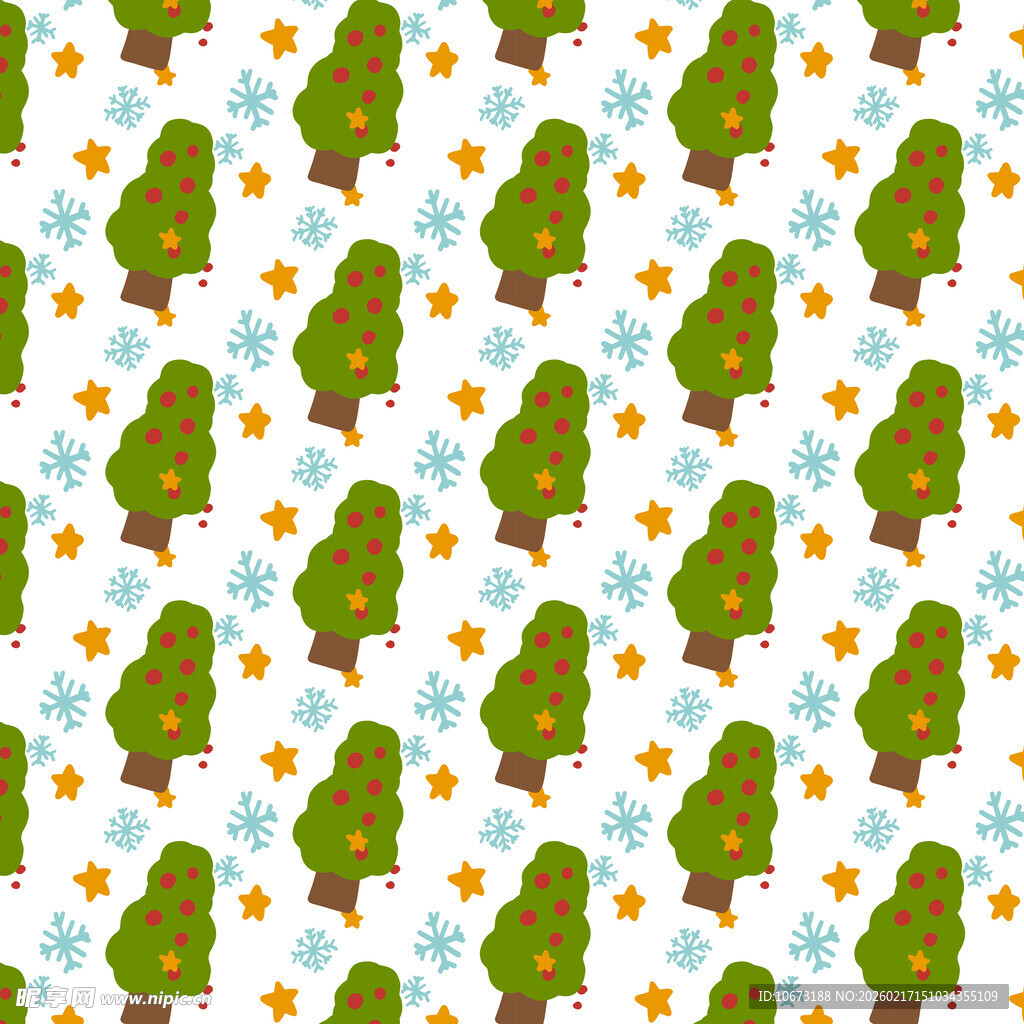 卡通树木星星图案背景