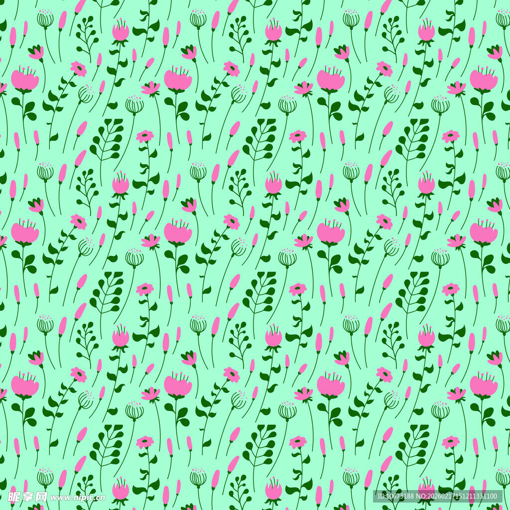 清新火烈鸟绿植图案背景