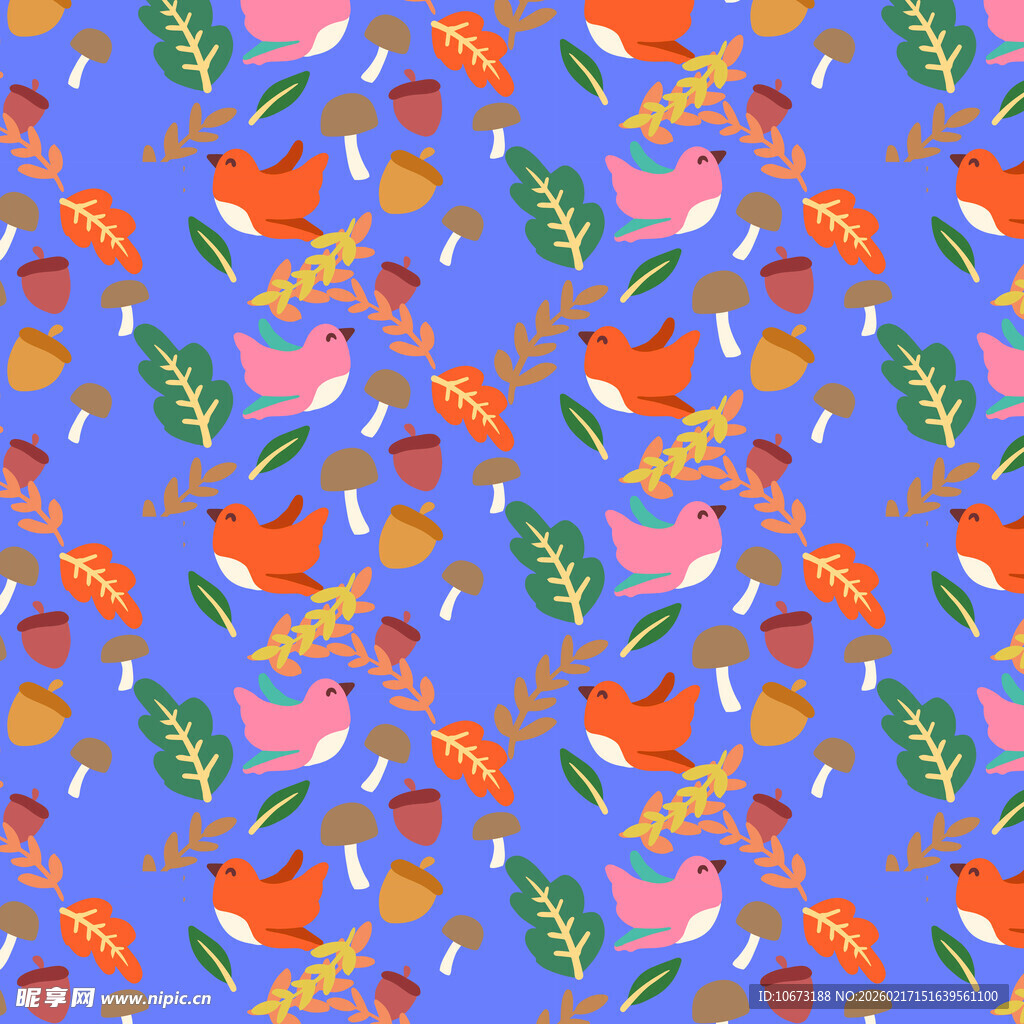 多彩花鸟图案背景纹理