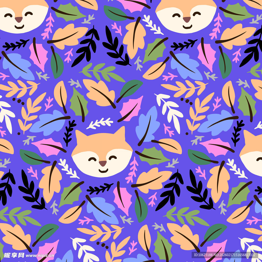 柴犬花卉图案的多彩背景