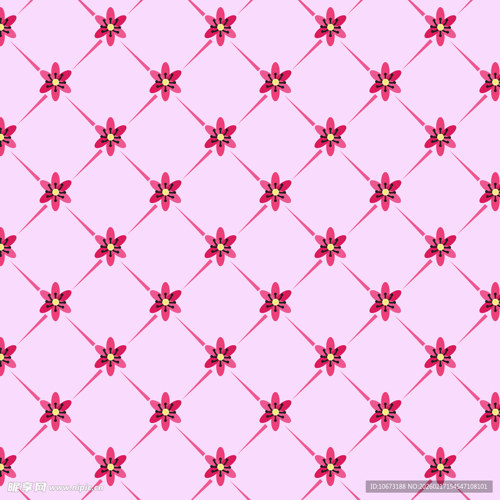 粉色底红色星星几何图案