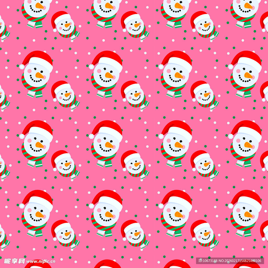粉色背景圣诞雪人图案