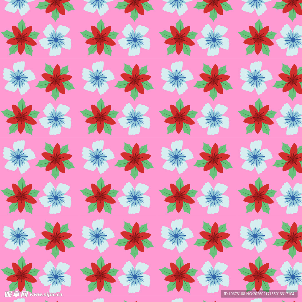 粉色底多彩雪花图案