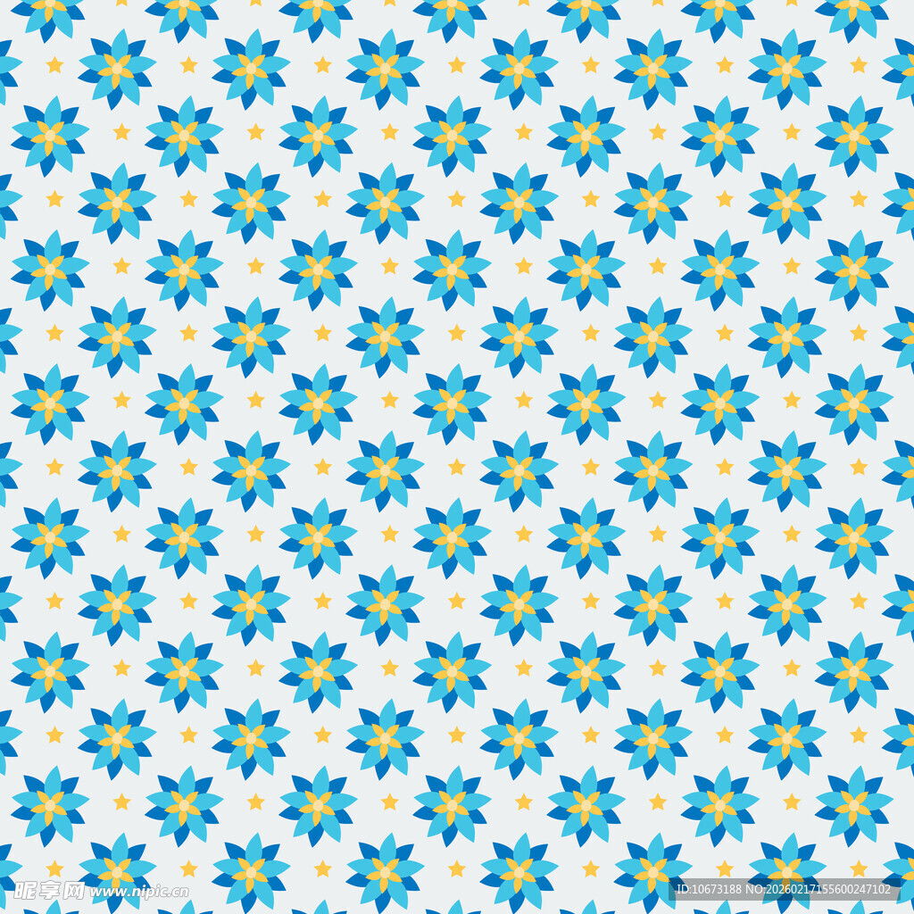 蓝白小花无缝图案背景