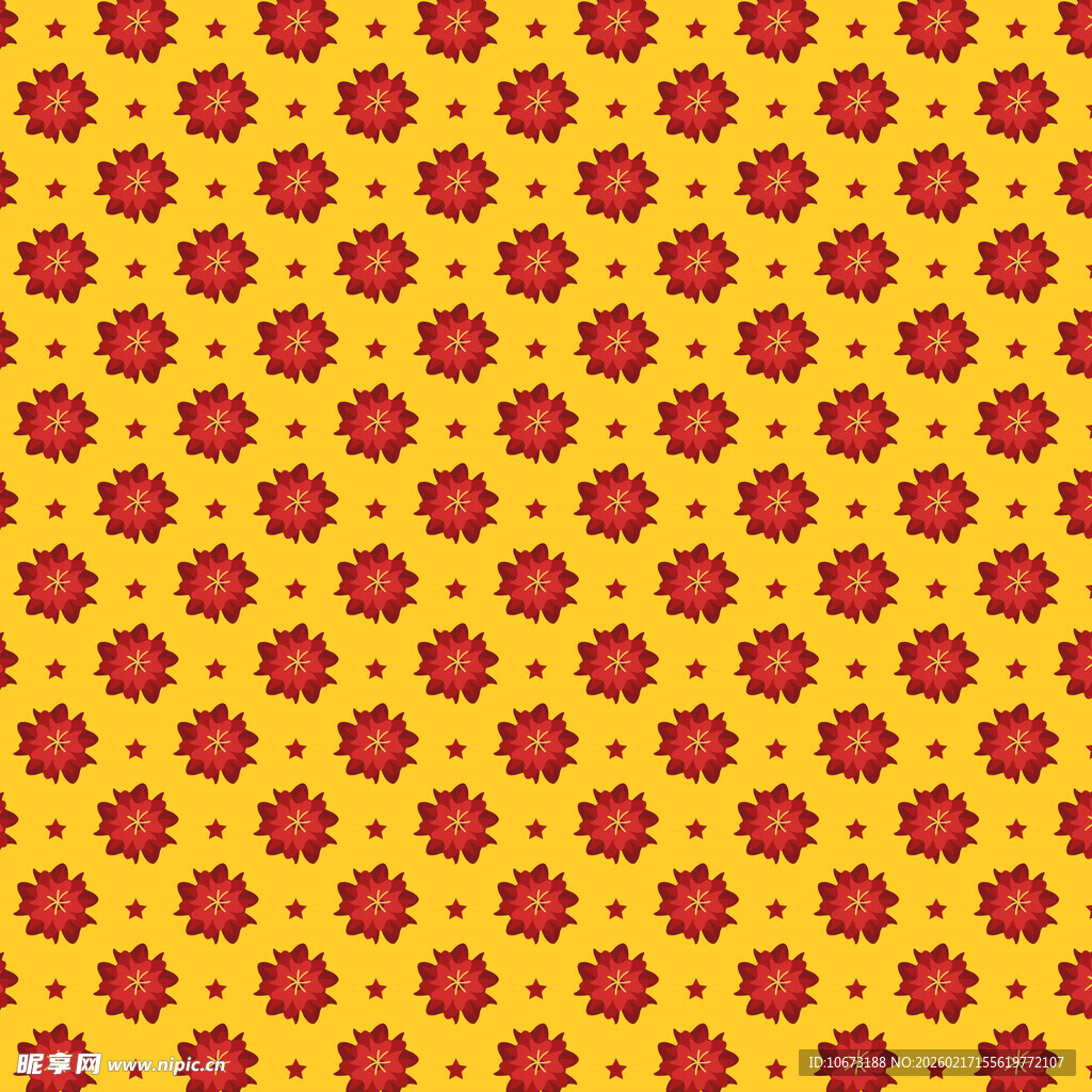 黄色底红色花朵图案背景