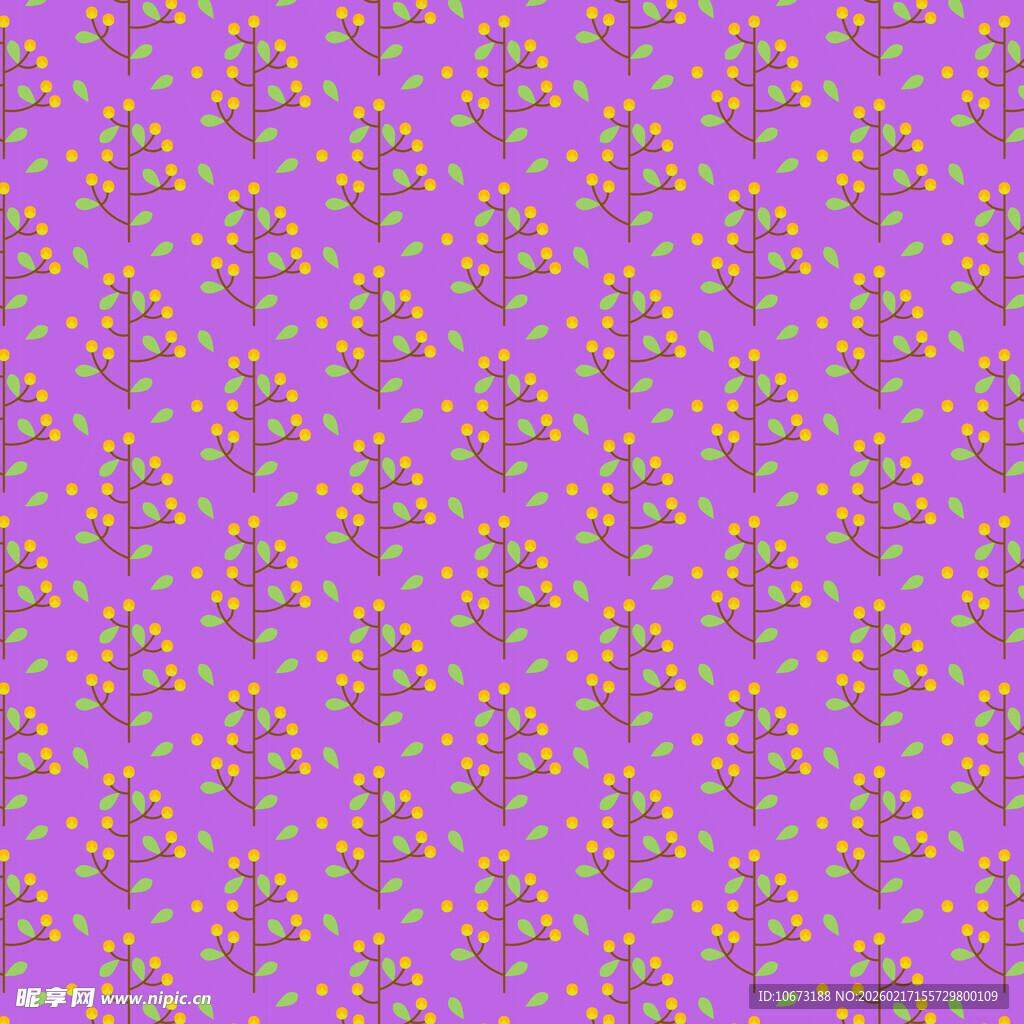 紫色花卉图案无缝背景图