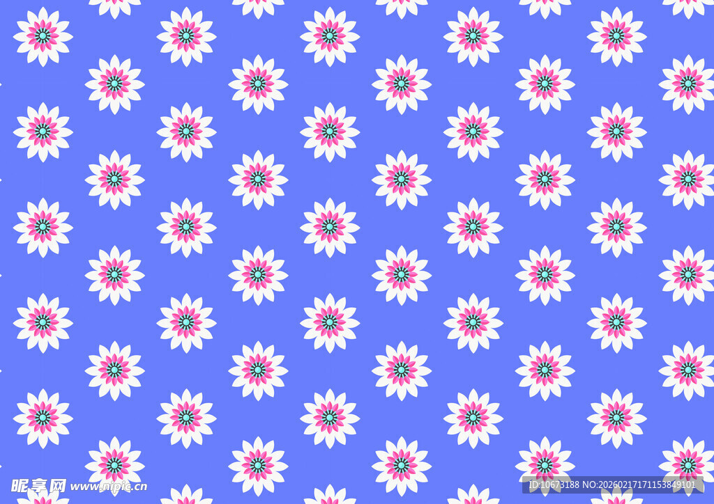 蓝色背景上的小雏菊图案