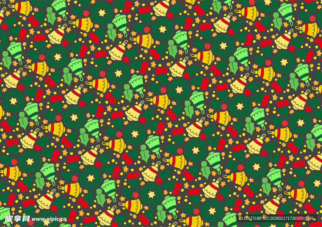 圣诞风多彩花卉图案背景