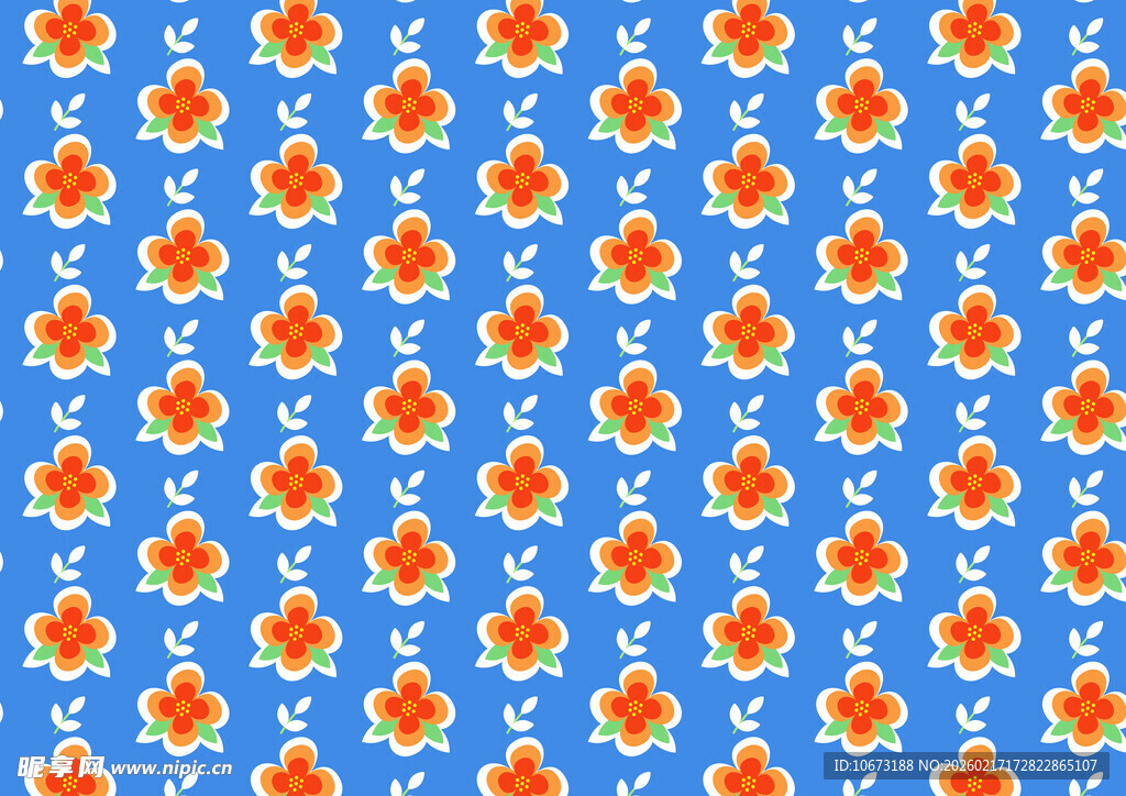 蓝色底橙色图案无缝背景