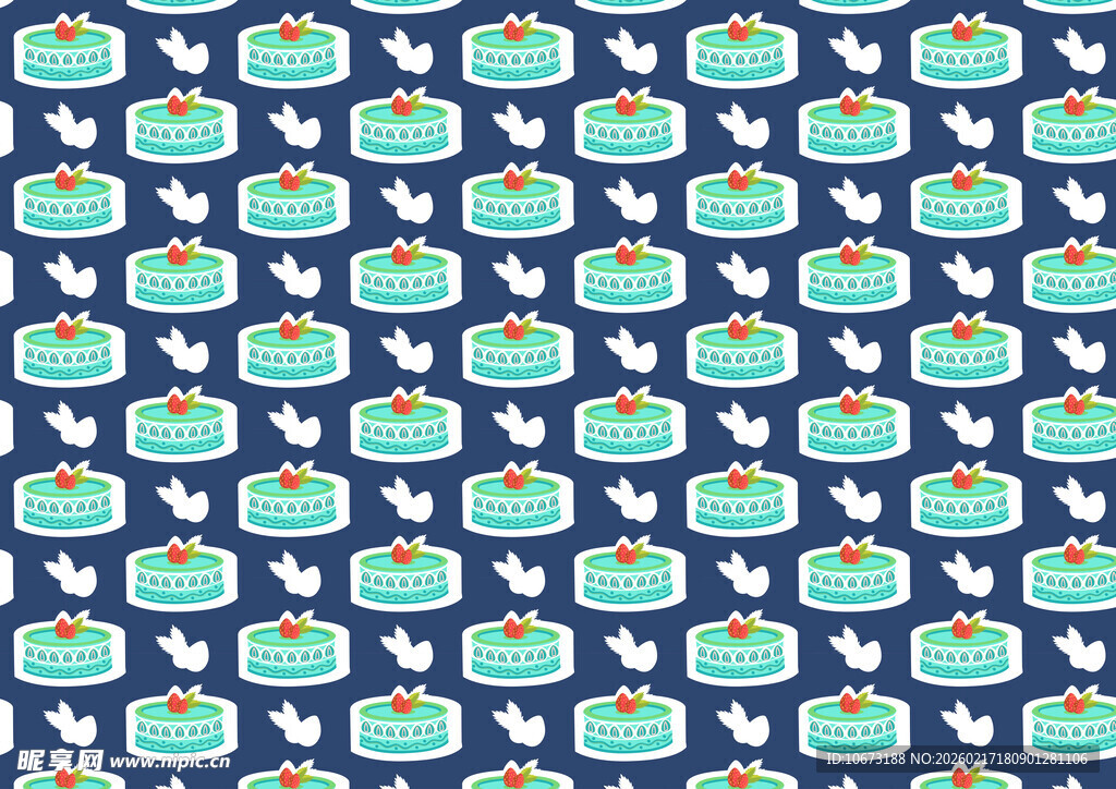 蓝色背景蛋糕图案设计