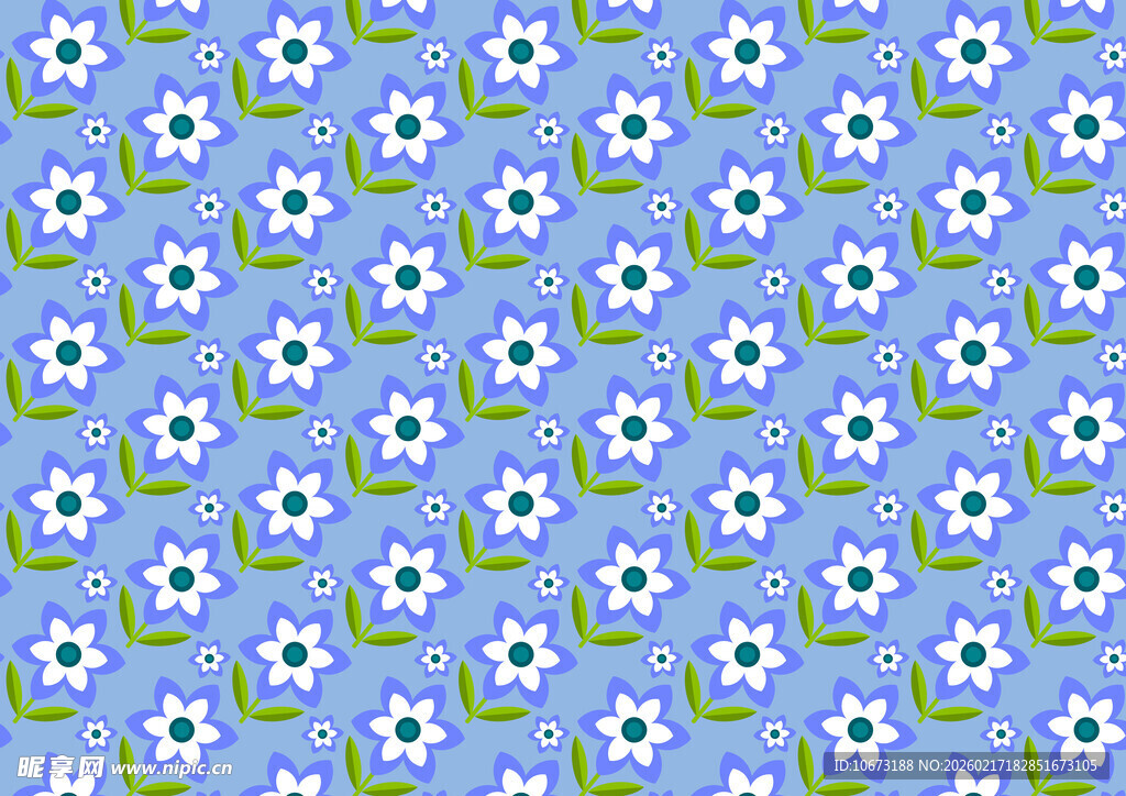 蓝底雏菊无缝图案背景