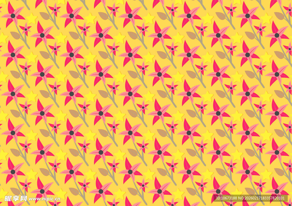 黄色背景花朵图案纹理