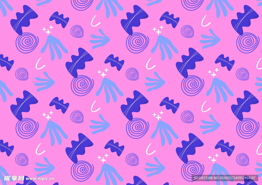 粉色底海马图案可爱纹理