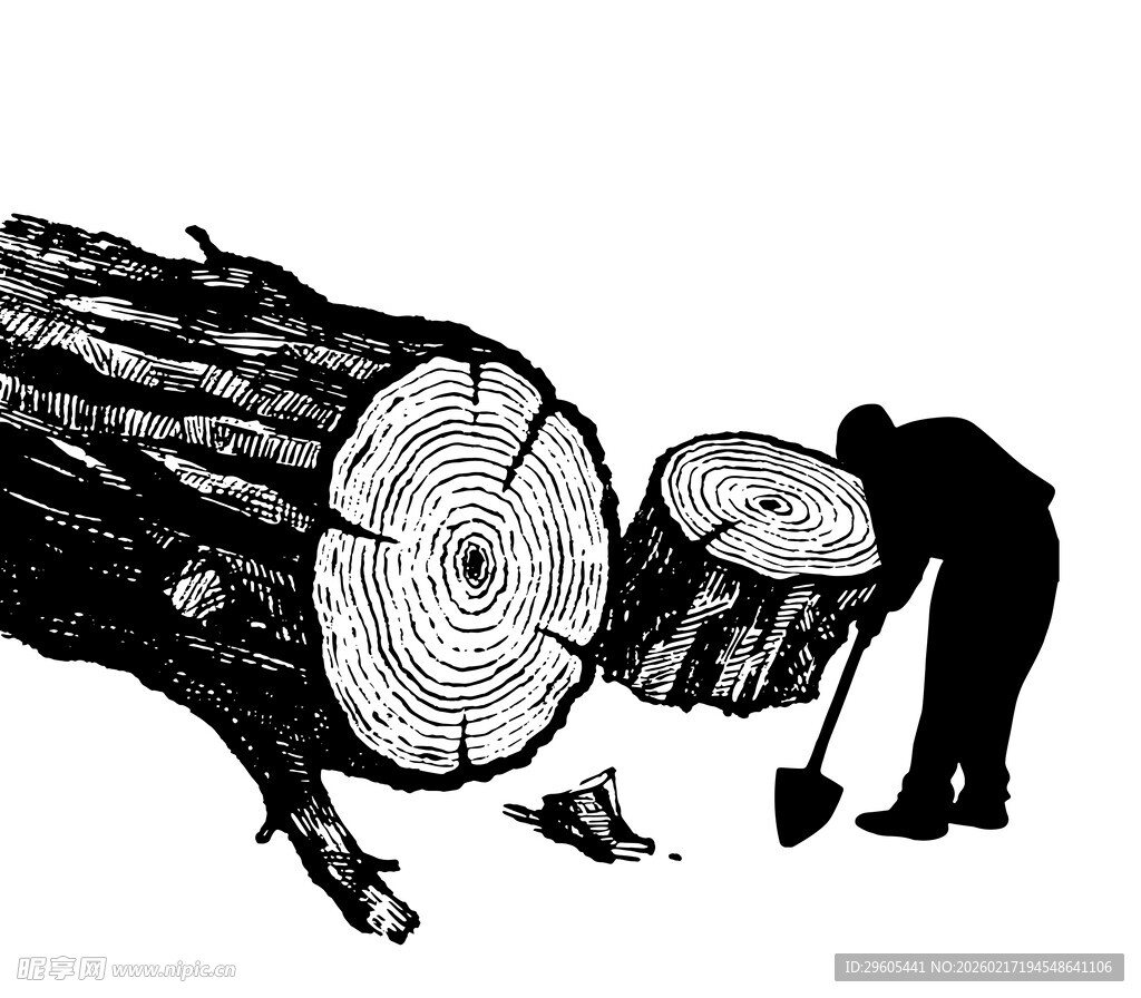 树桩 伐木剪影