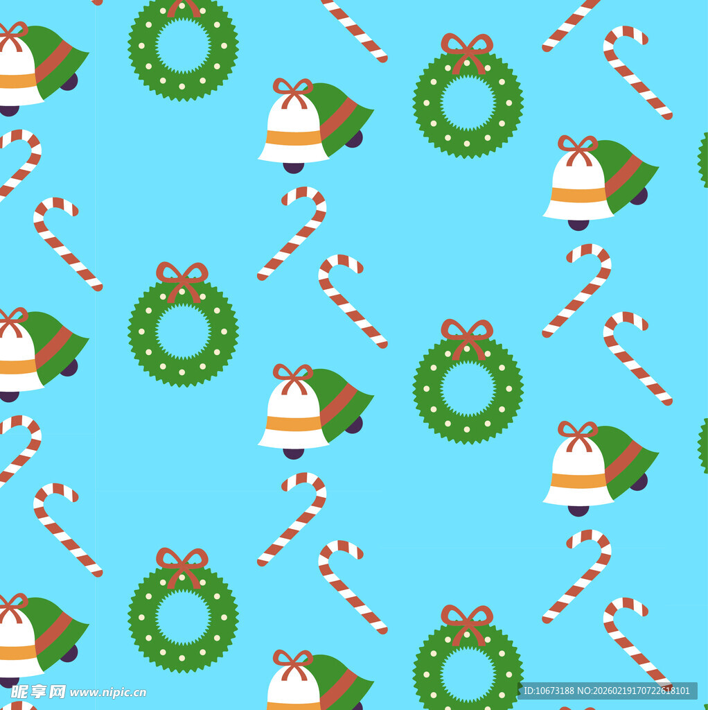 蓝色背景圣诞元素无缝图案