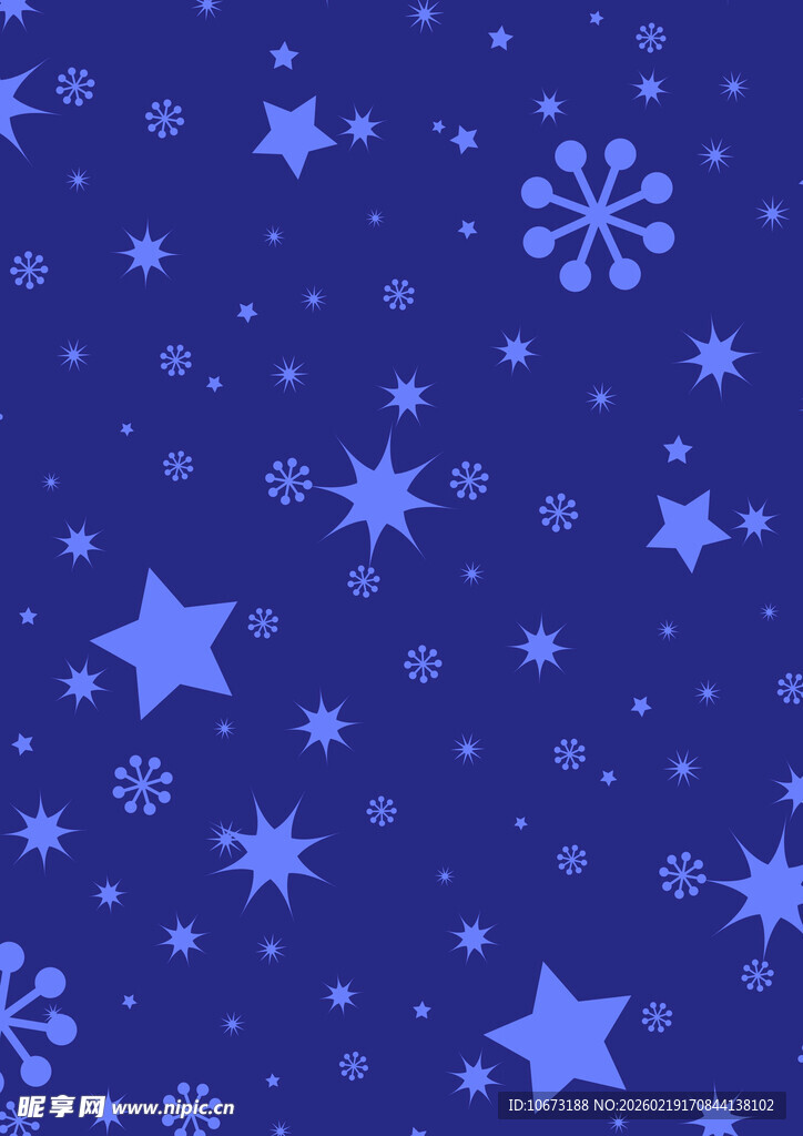 蓝色星空雪花背景图案
