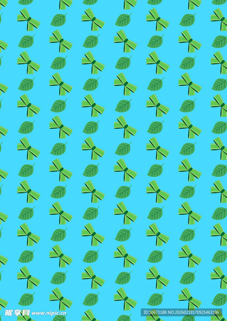 蓝色背景上的绿色卡通图案