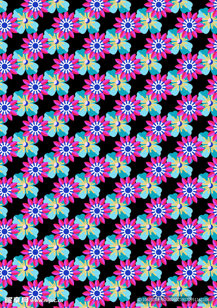 多彩花卉几何图案纹理